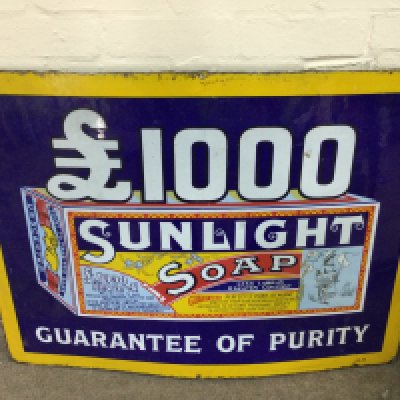 A Sunlight Soap enamel sign 36 x 27 inches