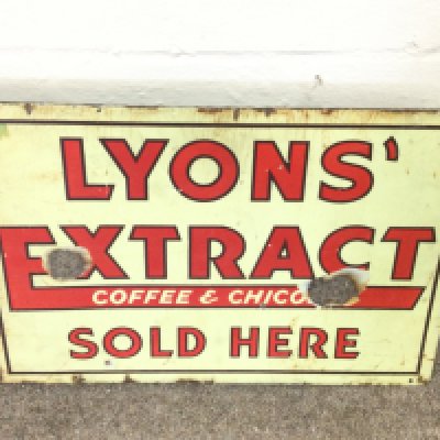 LYONS EXTRACT DOUBLE SIDED ENAMEL SIGN 18 x 12 inches approximately