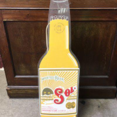 A Vintage Sol imported beer light up advertising sign. 76cm tall 22cm wide .This lot cannot be posted