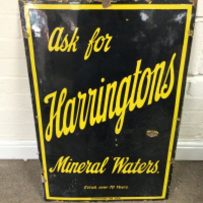 Harringtons mineral waters sign. 20 x 30 inches approximately