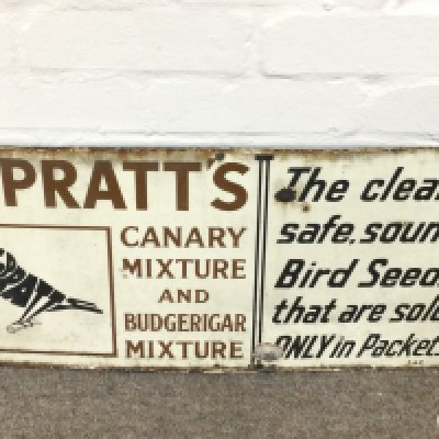 SPRATT'S BIRD SEED ENAMEL SIGN 24 x 12 inches