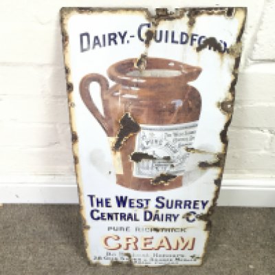 Enamel sign - The West Surrey Central Dairy Co's 11 x 24 inches approximately