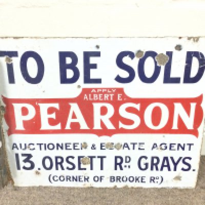 A Albert Pearson to be sold flanged enamel sign. 20 x 16 inches approximately