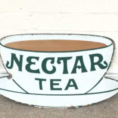 Vintage Nectar Tea Enamel Sign 21 x 12.5 inches