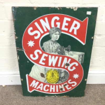 Singer Sewing Machines Kettering Enamel sign 15 x 21 inches approximately