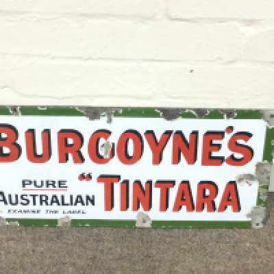 BURGOYNES TINTARA enamel sign 20 x 9 inches