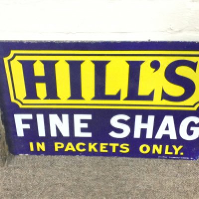 Hills fine shag double sided flanged sign. 18.5 x 12 inches approximately