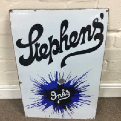 Stephens' Ink enamel advertising sign 15.5 x 23.5 inches