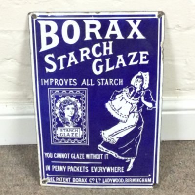BORAX STARCH GLAZE ENAMEL SIGN. 15 x 10 inches approximately