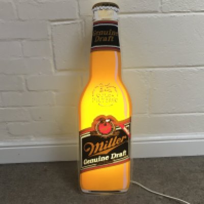 Miller Genuine Draft Light Up Advertising Neon Bottle Sign 32 x 9