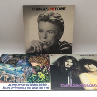 Four Tyrannosaurus Rex LPs reissued in two sets plus the 'Changes One' collection by David Bowie.