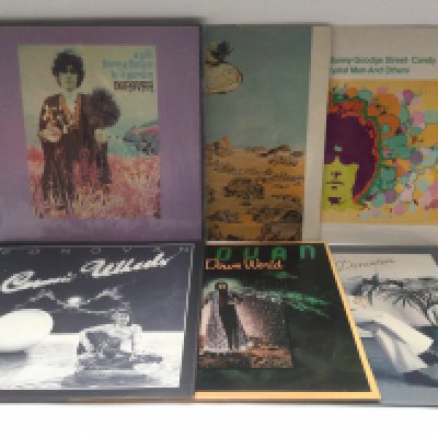 Six Donovan LPs comprising 'A Gift From A Flower To A Garden', 'Cosmic Wheels', 'Slow Down World' and others.