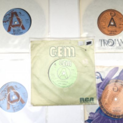 Five collectable reggae 7" singles comprising some promo discs. Artists include Bob a Marley, John Holt, The Circles and others.