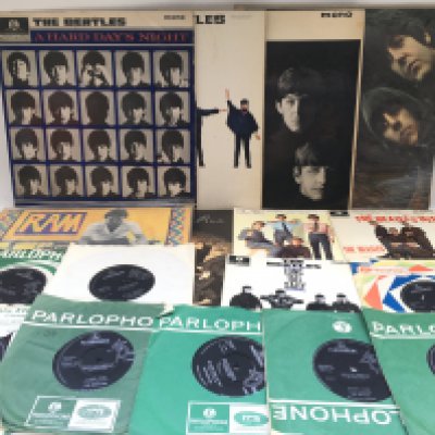 A collection of a Beatles and solo LPs, EPs and 7" singles including 'With The Beatles', 'Long Tall Sally' EP and others.
