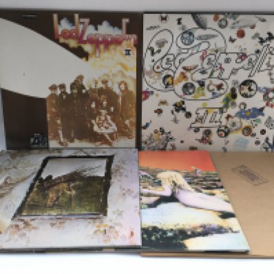 Five Led Zeppelin reissue LPs comprising 'II', 'III', 'IV', 'Houses Of The Holy' and 'In Through The Out Door'.