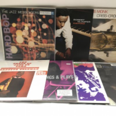Two bags containing 14 jazz LPs by various artists including Thelonious Monk, Ornette Coleman, Robert Glasper and others. Includes both original pressings and 180g reissues.