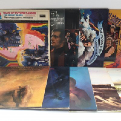 Nine Moody Blues and related LPs comprising 'Days Of Future Passed', 'In Search Of The Lost Chord', 'A Question Of Balance' and others. Includes German pressings.