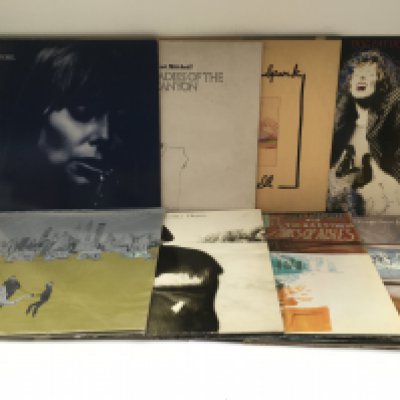 Eight Joni Mitchell LPs comprising 'Ladies Of The Canyon', 'Blue' and others.