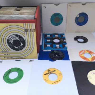 A record case of over 50 soul and Northern soul UK and US 7" singles by various artists including Little Stevie Wonder, Soul Survivors, Booker T & the MGs and others. Includes promotional discs.