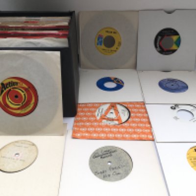 A record case of over 50 soul and a Northern soul UK and US 7" singles by various artists including Dean Parrish, The Prime Mates, Bobby Hebb and others. Includes acetates and promo discs.