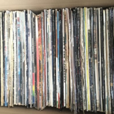 A box of LPs by various artists including Pink Floyd, Ten Years After, Led Zeppelin, Aerosmith and many more.