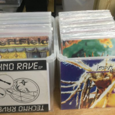 Two boxes of house and big beat 12" singles by various artists including Leftfield, 808 State, Josh Wink and many more.