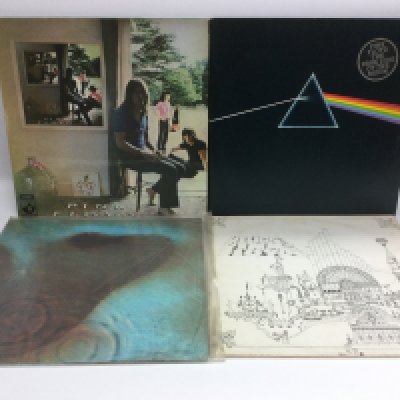 Four Pink Floyd LPs comprising 'Ummagumma', 'Dark Side Of The Moon', 'Meddle' and 'Relics'.