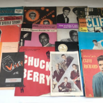 A collection of mainly 1960s music programs including a signed Shadows publicity card, Chuck Berry, Jerry Lee Lewis and others.