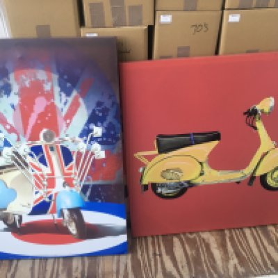 Five mod scene related canvas prints, the largest approx 80cm x 80cm.