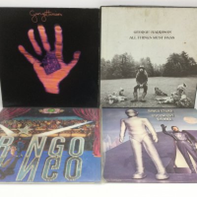 Two George Harrison LPs comprising 'All Things Must Pass' and 'Living In The Material World' together with two by Ringo Starr (4).