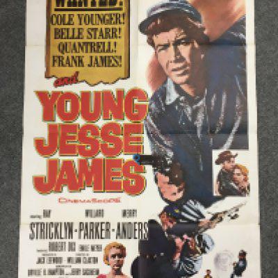 Four Western and adventure movie film posters comprising Young Jesse James approx 68cm x 103cm, The Nun & The Sergeant approx 68cm x 103cm, Daniel Boone approx 68cm x 104cm and A High Wind In Jamaica approx 64cm x 99cm. All folded, pin holes and tears.