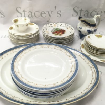 A Collection of ceramics including Alfred B Pearce plates and a platter, Late Foley Shelley Rose saucers, cup, plates, German plates with various designs, Booths jug . This lot cannot be posted. NO RESERVE