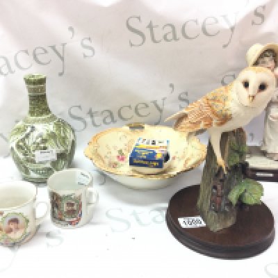 A collection of ceramics including a Crown Devon dish, G .Armani figure group, Bourne Denby vase and a West German Jardiniere with stand. This lot cannot be posted- NO RESERVE