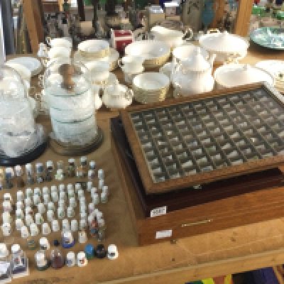 A large collection of ceramic thimbles including five trays, two domes . Approximately 500 thimbles. Including certificates .This lot cannot be posted