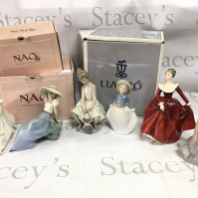 A collection of porcelain figures including Royal Doulton Diana, Nao, Lladro, Doulton Fragrance figure etc . Also including collectors plates from royal Worcester, Doulton etc This lot cannot be posted