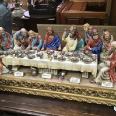 A large Capodimonte figural group of the last supper, approx length 85cm. Shipping category D.
