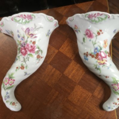 Royal Worcester Porcelain floral wall pockets . 20cm tall. This lot cannot be posted