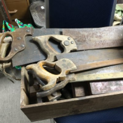 A collection of woodworking tools including saws, drill bits etc. NO RESERVE