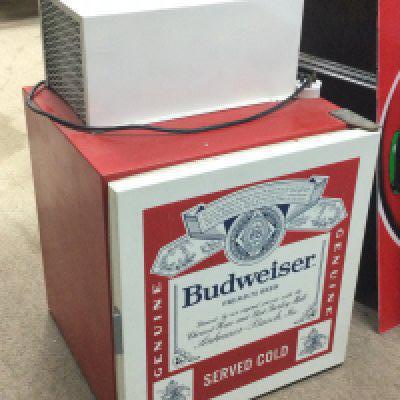 A vintage Budweiser fridge , 48cm wide 50cm tall