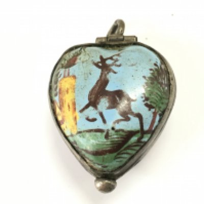 A Victorian Bilston enamel pendant box. Postage category A
