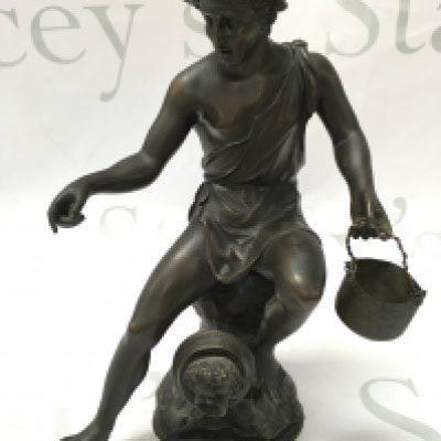 A 19th century bronze of a Neoclassical fisherman. 22cm tall. Postage category B