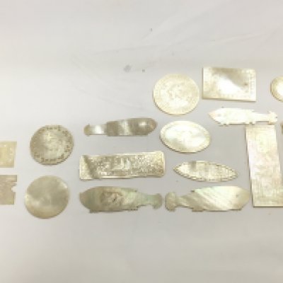 Chinese mother of Pearl gaming counters , in different styles .postage category A