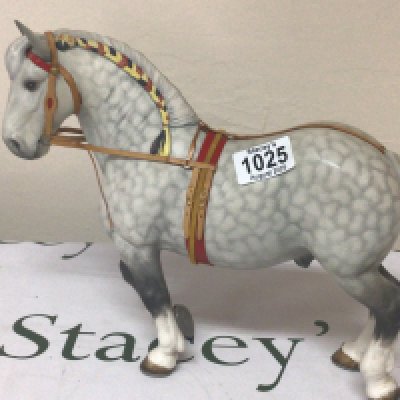 A Beswick figure of French Percheron dapple grey horse The Connoisseur collection no obvious damage.