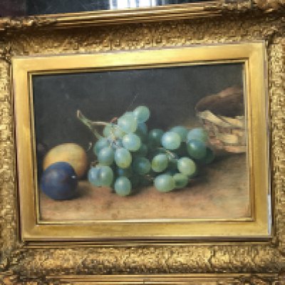 A late 19th century framed watercolour still life of grapes . Dimensions 45x37cm This lot cannot be posted