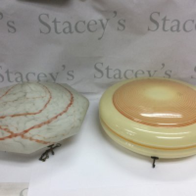 Three 1930s glass ceiling lamp shades. Shipping category D.