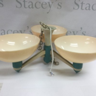 A 1940s triple chandelier ceiling light. Shipping category D.