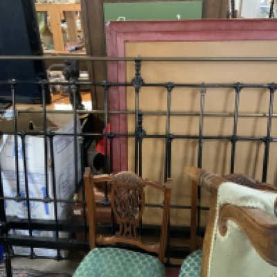 Cast iron and brass double bed frame. 150cm