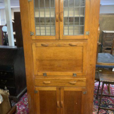Two 1950s plywood Kitchen utility cabinets.