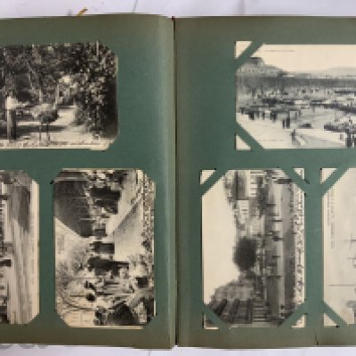 An Early Postcard album including WW1 scenes, European topographical scenes. 150+ (C)