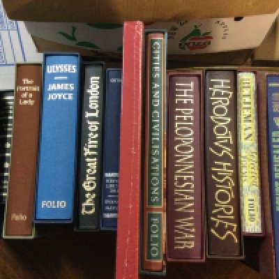 A collection of books including Folio Society books,